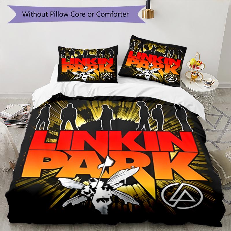 3-teiliges Linkin Park1 Design Bettwäsche-Set - HD-bedruckte Bettwäsche mit 1 Bettbezug und 2 Kissenbezügen - Perfekt für die Dekoration von Zuhause und Studentenwohnheim