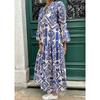 Women's Fashion Spring Fall Long Sleeve V-Neck Loose Waistline Casual Dresses