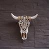 Colgante de Pared Vintage Cabeza de Vaca Cráneo de Animal 3D Estatua de Arte Escultura de Cabeza de Toro Decoración Colgante de Pared para Hogar Sala de Estar Bar Manualidades
