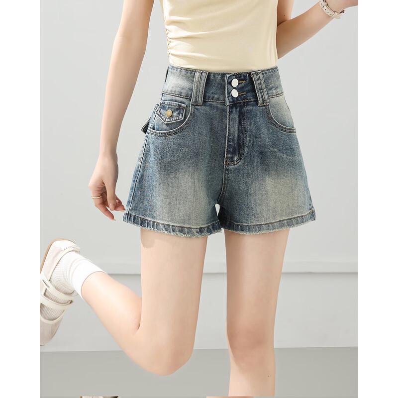 TERRE BLEUE Women s High-Waist A-Line Denim Shorts XL