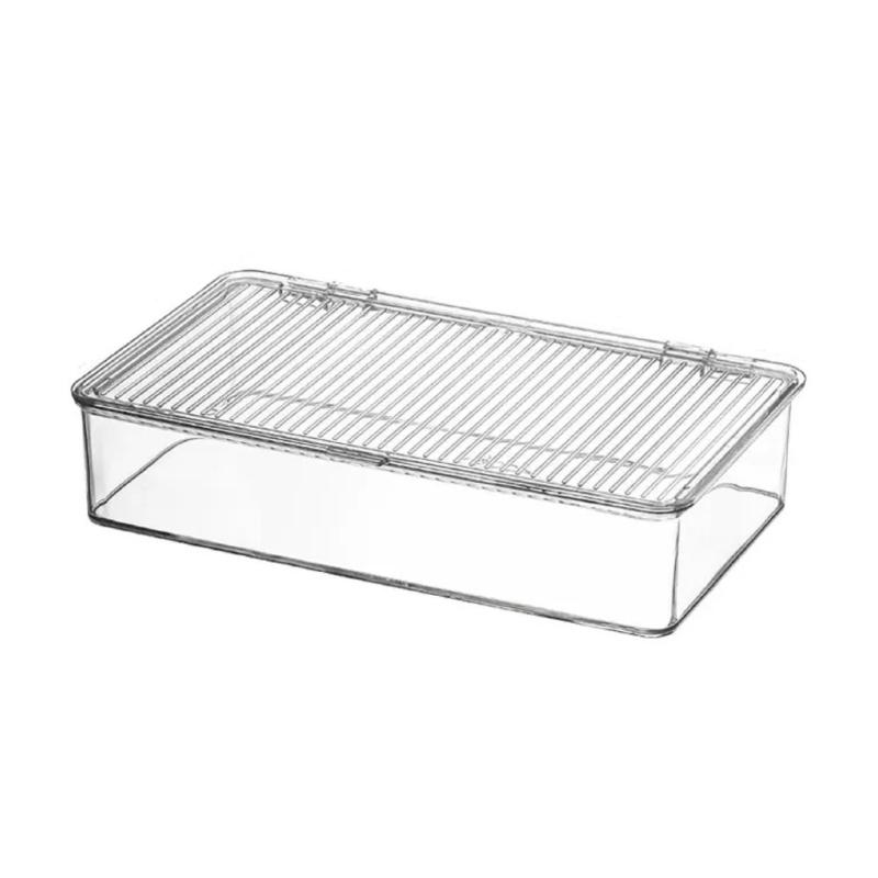 Stackable Clear Plastic Container With Closure Cabinet Storage Box for Home Organization