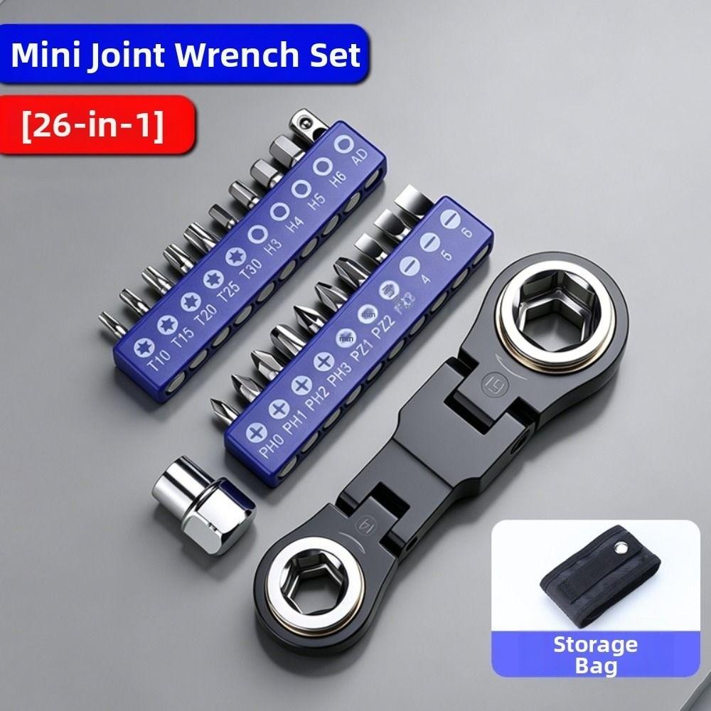 26 In 1 Ratchet Wrench Set Flexible Head Flex Head Wrench Durable Mini Hand Wrench Hand Tool