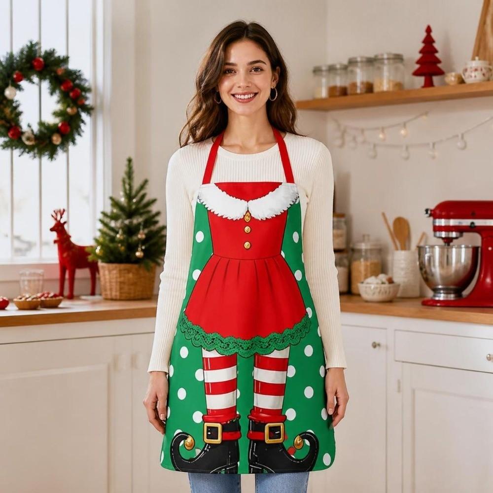 Oil-Resistant Christmas Apron Reusable Kitchen Aprons New Santa Claus Apron Holiday Decor