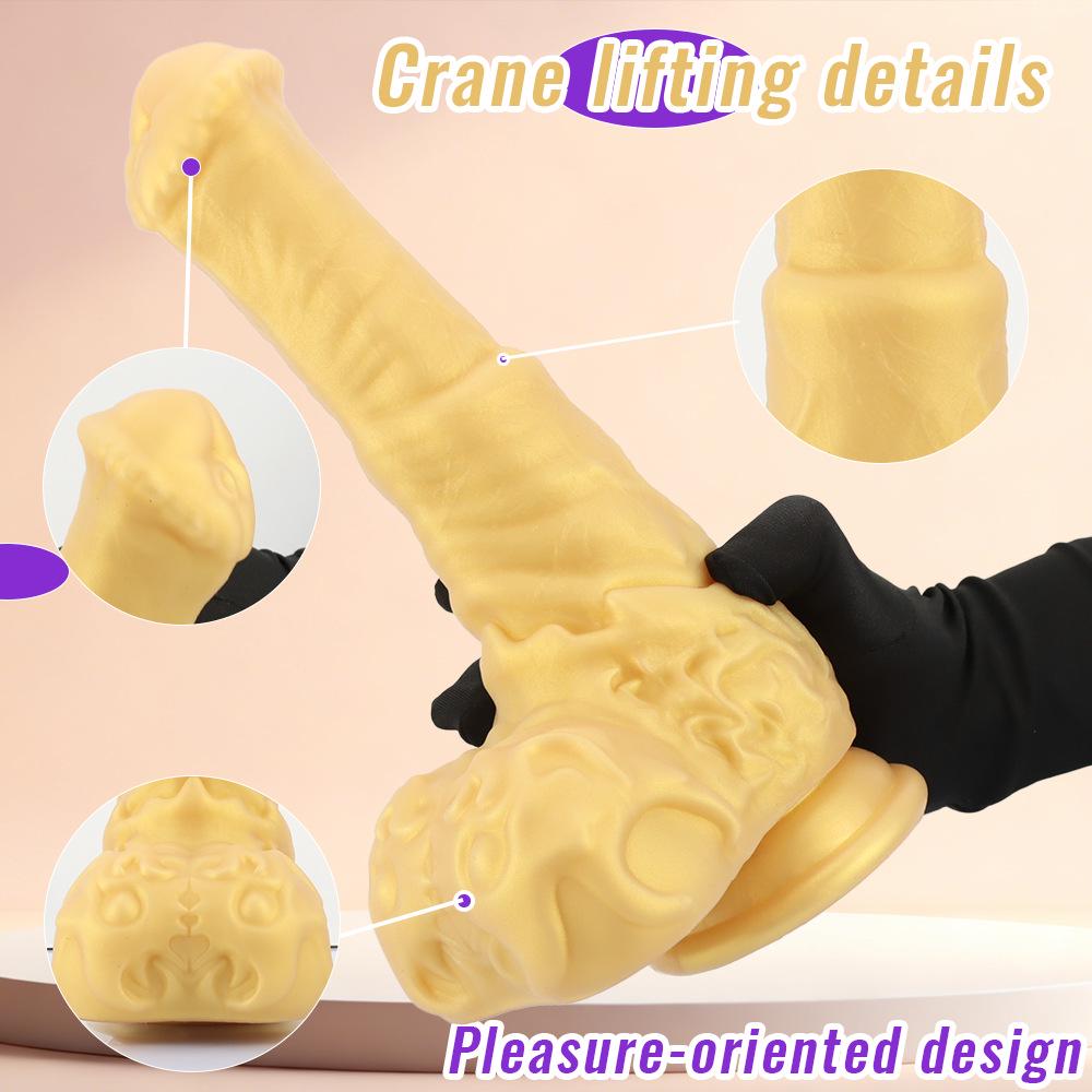 Goldenes Alien-Pferd Weiblicher Masturbator: Riesiger Anal-Dilatator-Plug-Spielzeug