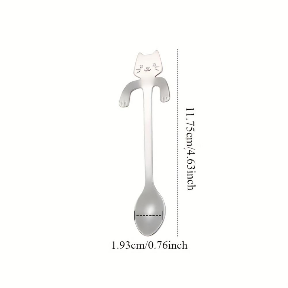 1PCS Stainless Steel Cute Mini Cat Spoon for Tea, Coffee, Dessert, Sugar, Ice Cream,