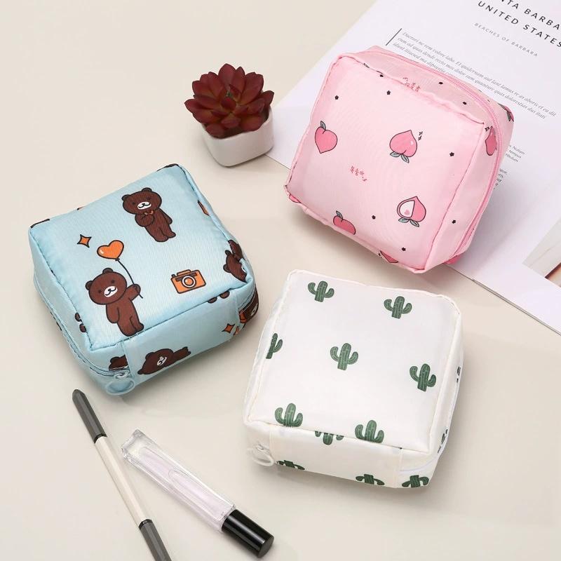 Diaper Sanitary Napkin Storage Bag Nylon Sanitary Pads Package Bags Coin Purse Jewelry Organizer Credit Card Pouch Case