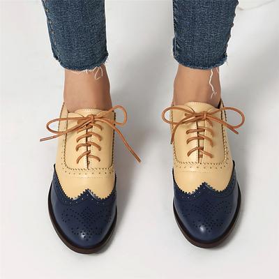Mode Damen Frühling Neue Ballerinas Schuhe Damen Oxfords Gemischte Farben Schnürschuhe Damen Brogues Schuhe Designer Casual PU Leder Outdoor Schuhe
