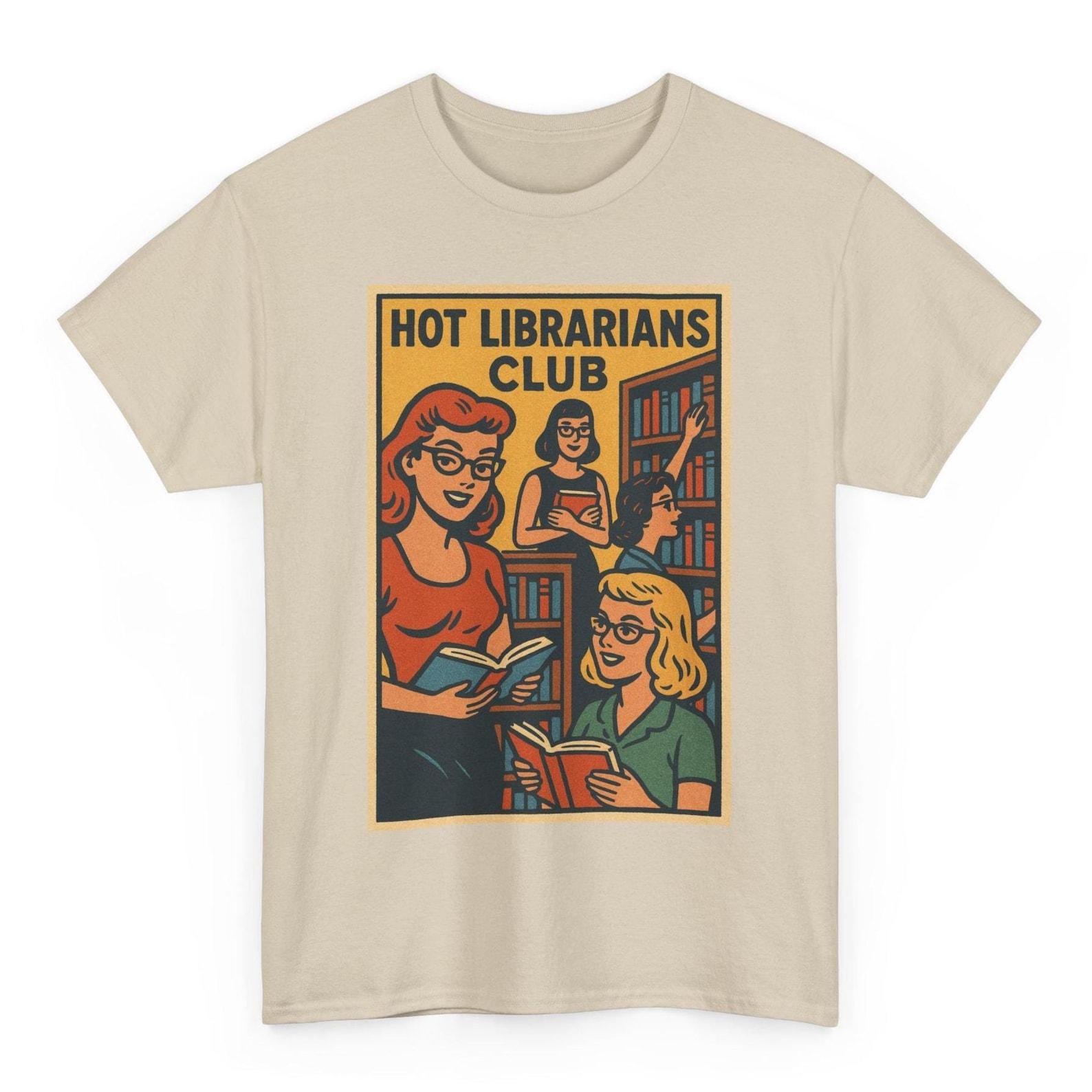 Hot Librarian Club T-Shirt: Retro Comic Bookish Tee M