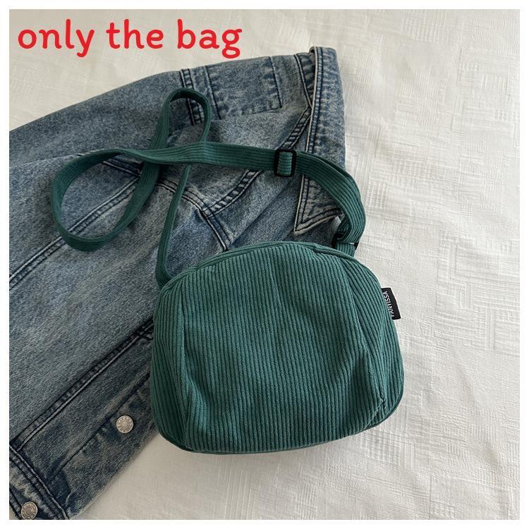 Urban Minimalist Corduroy Small Shoulder Bag With Zipper Closure For Daily Use