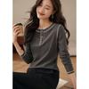T-shirt Women's Long-sleeved Spring New Fashionable Base Shirt Korean T-shirt Splicing Design Top