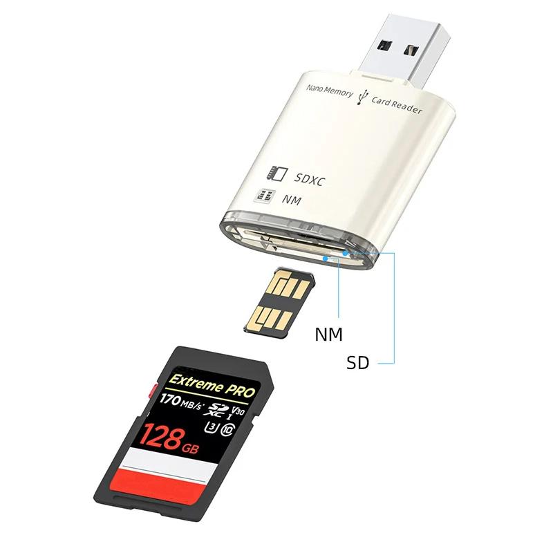8GB-128GB SD SDXC USB 3.0 Card Reader for Huawei NM Nano Memory Card Write Adapter Laptop PC Quality Memory Extend USB Converter