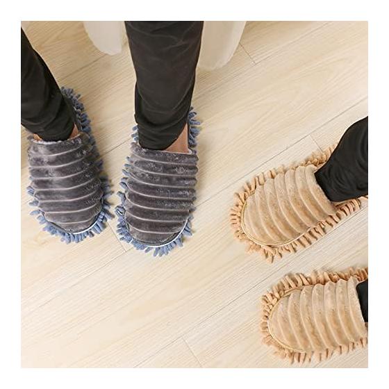 [SIQITECH] Mop Slippers Cleaning Slippers Cute Caterpillar Mopper Fluffy Super Absorbent Wearable Mop Indoor Floor Cleaning Room Shoes Floor Cleaning