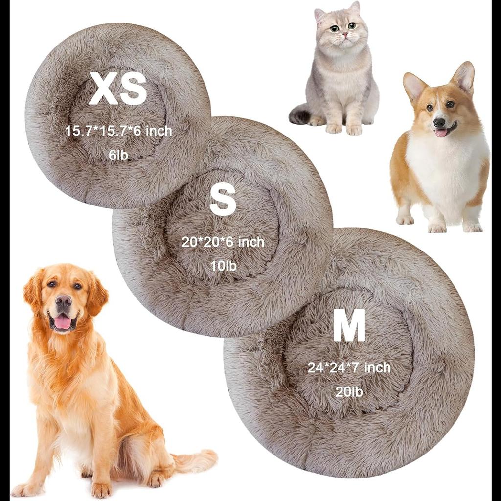 Cat Beds for Indoor Cats, 15.7/20/24 Inch Dog Bed for Small Melium Large Dogs, Washable-Round Pet Bed for Puppy and Kitten with Slip-Resistant Bottom