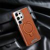 Magnetic Rotating Bracket Luxury Leather Phone Case For For Samsung Galaxy S23 S24 S25 Ultra Plus Wireless Charging Shockproof Cover