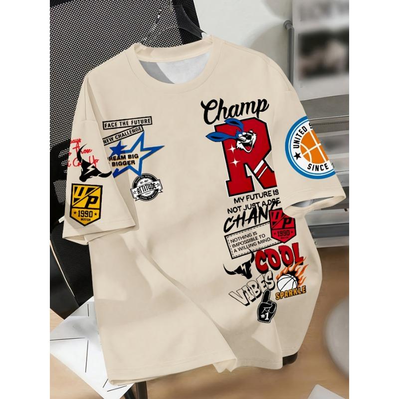 Casual Men'S T-Shirt with New York Lettering, Summer Short-Sleeve Printed T-Shirt, Oversized Top