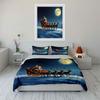 Santa Sleigh with Reindeer Scene Bedding Duvet Cover Set Duvet Cover Pillowcases  (1*Duvet Cover 2*Pillowcases, Without Duvet Insert)