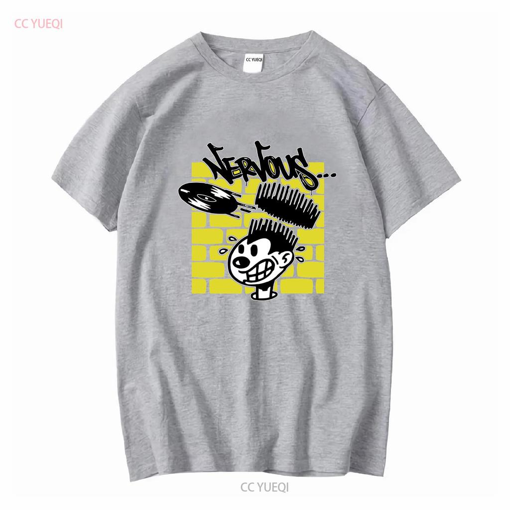 Herren Schwarzes Dj T-Shirt Nervous Records s für einen Musik-Vinyl-Sammler ihn Disk Jockey vintage Gewaschen Dehnbar mode Leicht