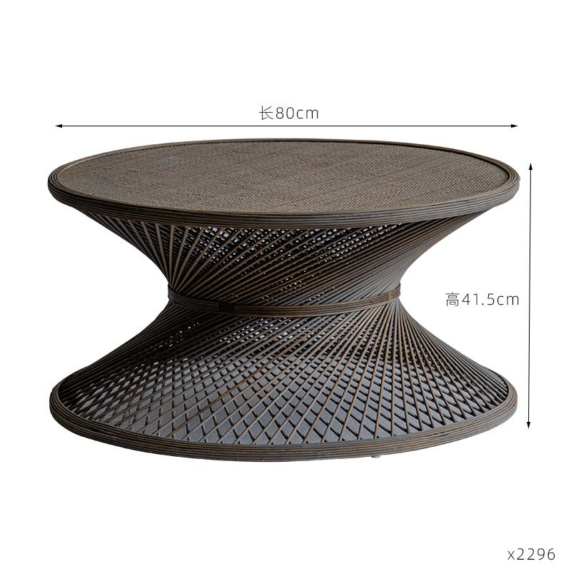 Retro Style Woven Small Round Table B&B Hotel Lobby Side Table Modern Simple Rattan Small Coffee Table Furniture Living Room
