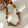 Vibrant Mix Bead Collarbone Necklace With Stainless Steel Closure Stylish Jewelry Gift For Casual Or Formal Outfits