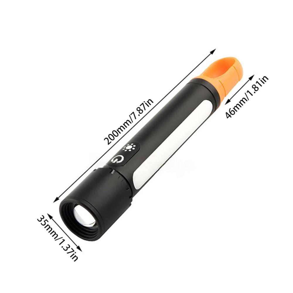 Telescopic Zoom Strong Light Flashlight With Side Lamp Camping Lamp  Camping