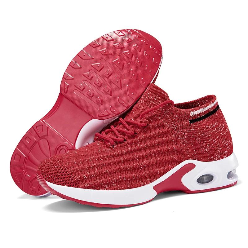 

Женская спортивная обувь, сетчатая классическая платформа, толстая подошва, повседневная обувь, тренировки для танцев, высота одного фута, женская спортивная обувь черного цвета 36 красный