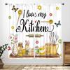 Rustic Kitchen Curtains,Retro Fork Spoon Wooden Plank Farmhouse Country Cooking Theme Funny Quotes Window Treatment for Bedroom