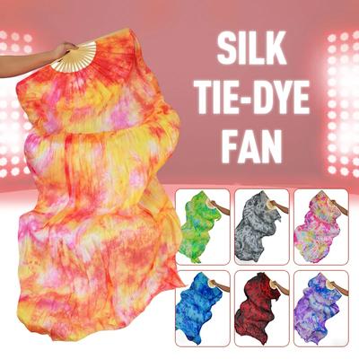 Pure Natuurlijke Zijde Sluierwaaiers Voor Vrouwen Buikdans Optreden Echte Zijde Tie-dye Waaier Dubbel Verlengd Kleurrijk 1.8m Lange Zijden Waaier