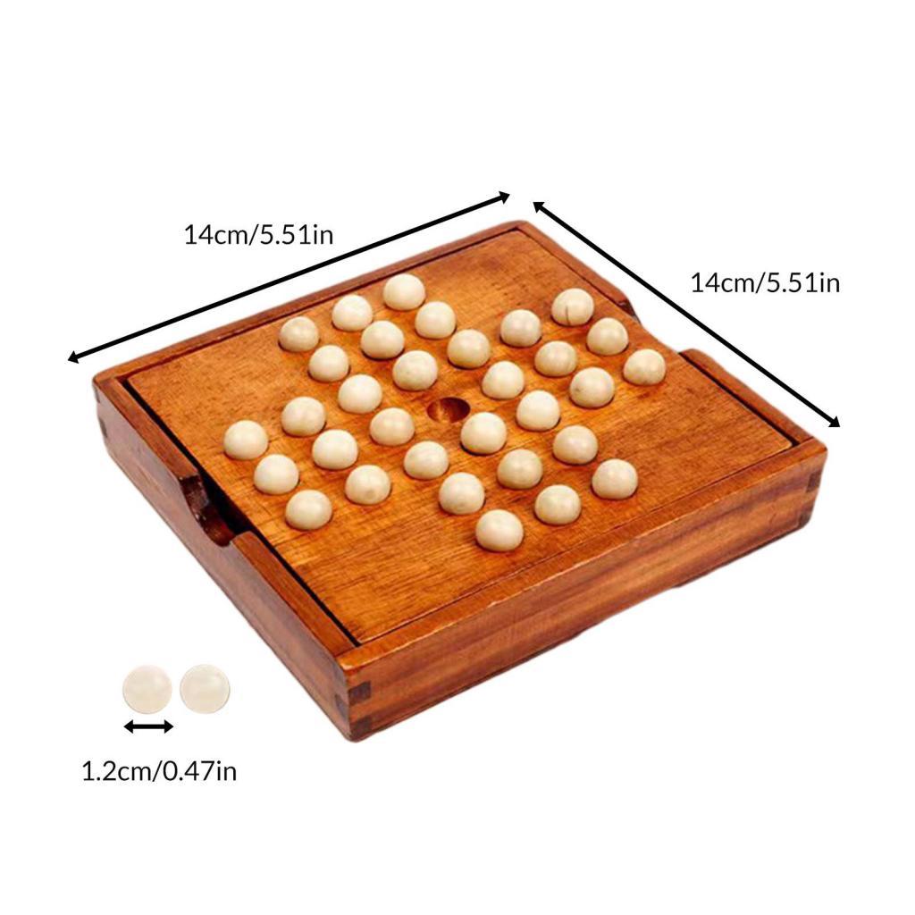Solitaire Board Game Table Top Wooden with 32 Pegs Kids Chess Toy Office Decor