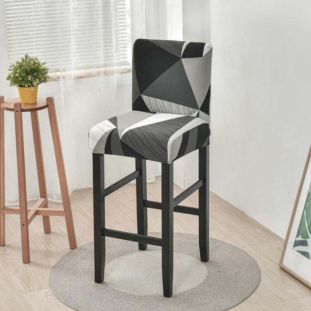 Elastic Short Chair Furniture Cover Spandex Fabric Printed Bar Stool Seat Covers Chair Protector Slipcovers For Cafe Dining Space Kitchen Washable