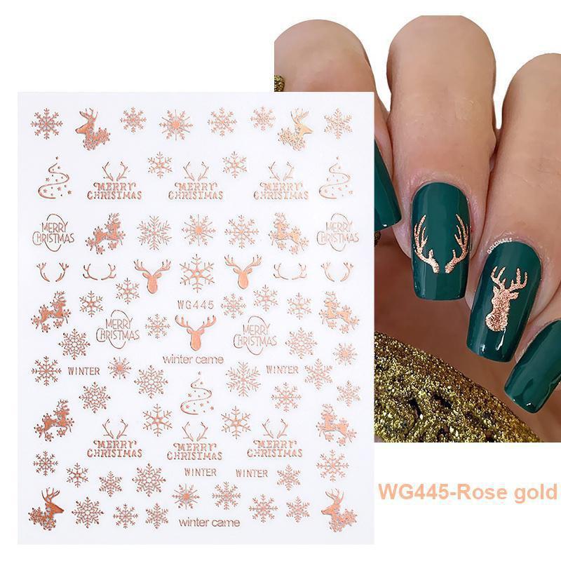

1 лист Разноцветные наклейки для ногтей «Снежинки», Зимние маленькие художественные наклейки, Аксессуары для украшения ногтей WG445 розовый