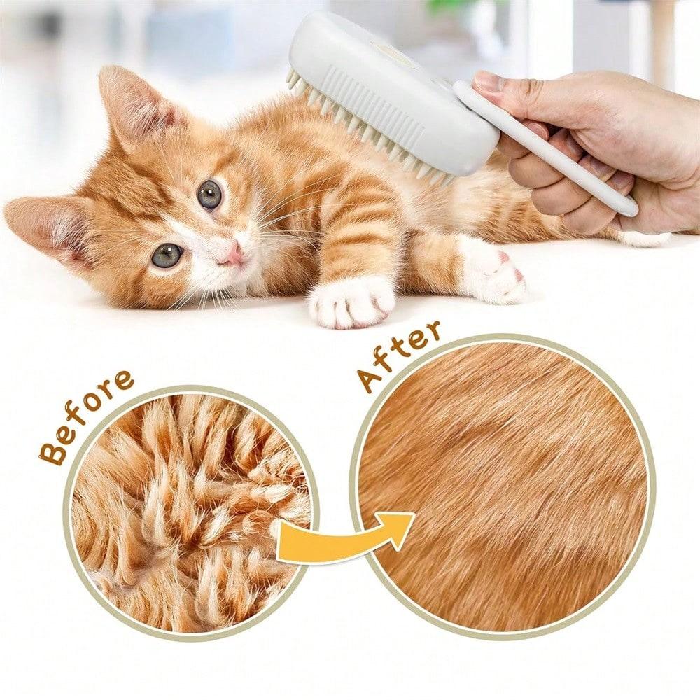 "3-In-1 Cat Brush With Steam, Steamy Cat Brush, Cat Steamy Brush, Cat Hair Brush With Water, Multifunctional Pet Spray Massage Comb, Steam Brush