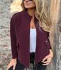 Women's Grey Stand Collar Short Jacket with Multiple Color Options