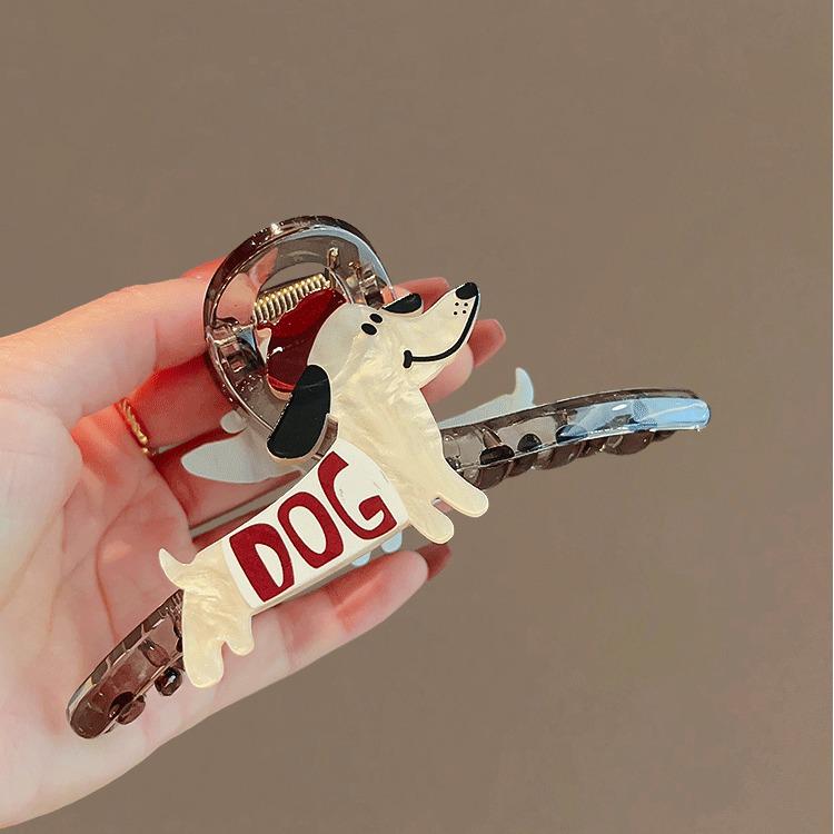 Adorable Large Puppy Claw Hair Clip for Women - 2024 Transparent Grey Shark Clip with Advanced Sense and Stylish Temperament.