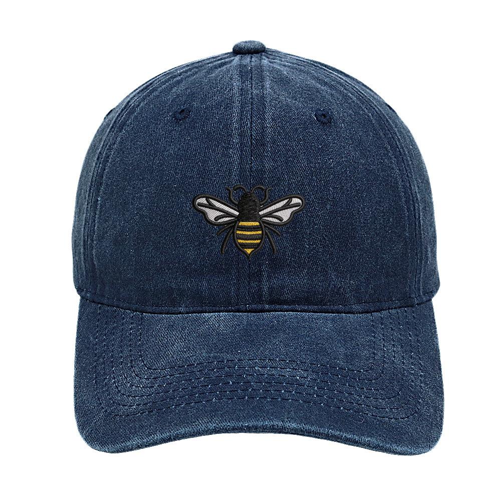Bee baseball cap cartoon cute embroidery cap European and American retro washed old men's and women's casual hat