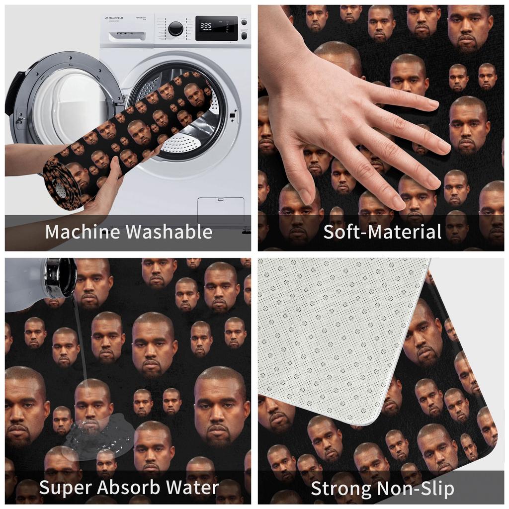 Funny Kanye West Collage Meme Front Door Mat Anti-Slip Outdoor Quick Dry  Doormat Kitchen Bedroom Entrance Rug Carpet