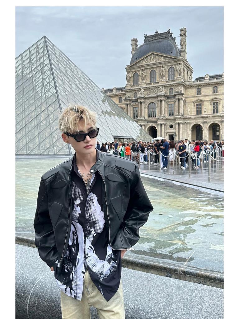 Unisex High-End Motorcycle Jacket: Spring & Autumn American Street Style with Padded Shoulders