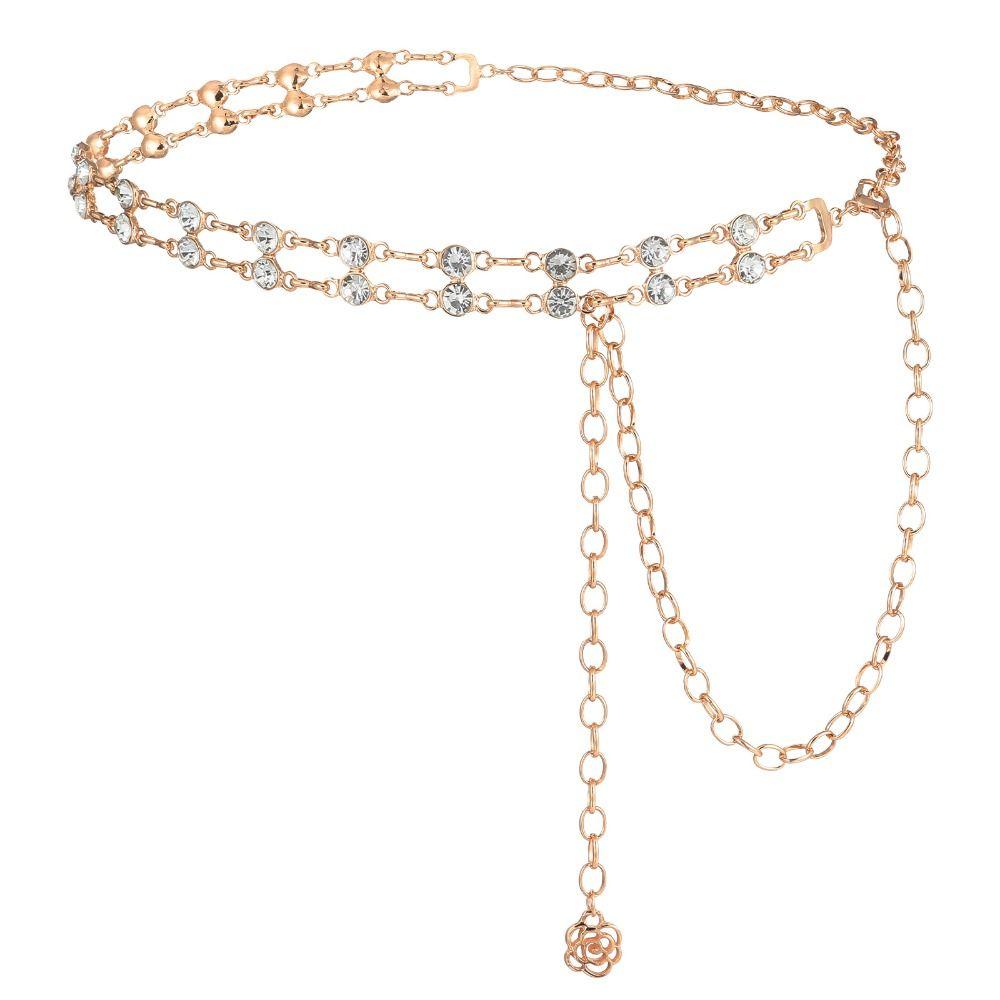 Crystal Chain Belt for Women Bling Diamond Wedding Bridal Belt Retro Waist Belts for Dress