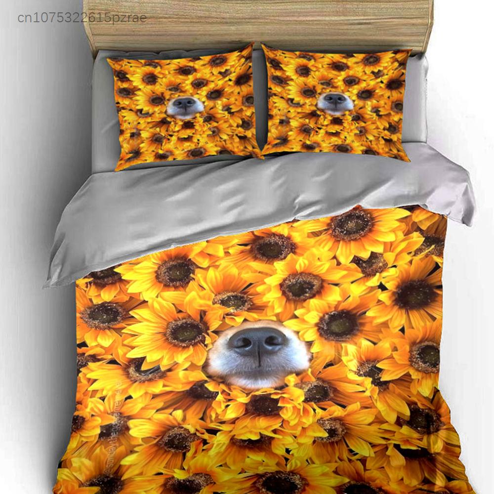 Sunflower Pet Decor Three-Piece Set Multiple Sizes kid's And adults' Bedroom Exquisite 3PC Bedding set, Gift
