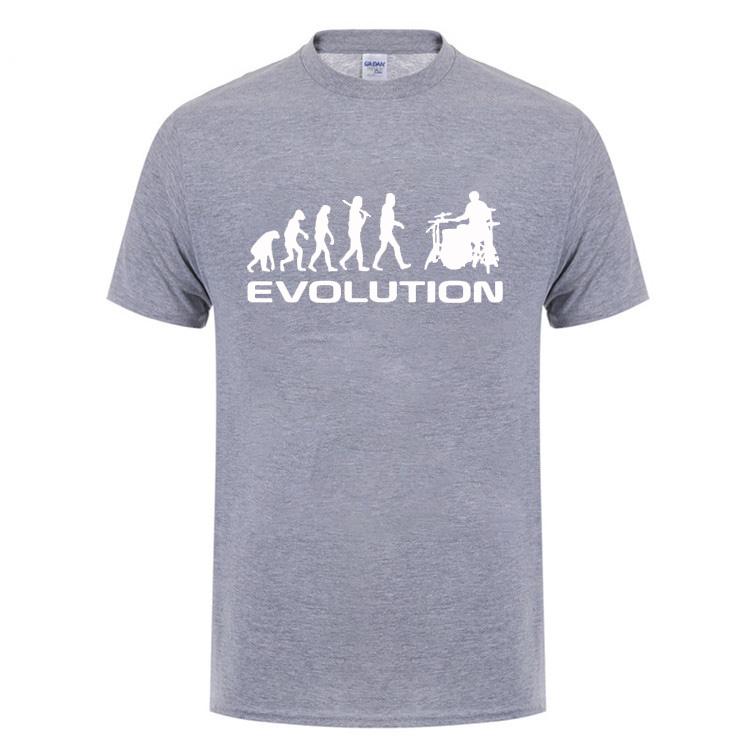 Cool Music Humor Drums Evolution T Shirt Funny Birthday Gifts For Unisex Male Drummer Summer Short Sleeved O Neck Cotton Tshirt