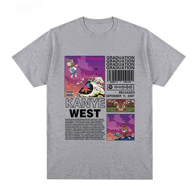 Kanye West Short-sleeved T-shirt Graduation Rap Street Album Hip-hop Men and Women Graffiti Trend