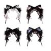 Bandeau Cheveux Oreilles de Chat Poilues Réglable avec Nœud Papillon Mode Accessoires Cheveux Bandeaux Pour Fêtes Thème Anime Usage Quotidien