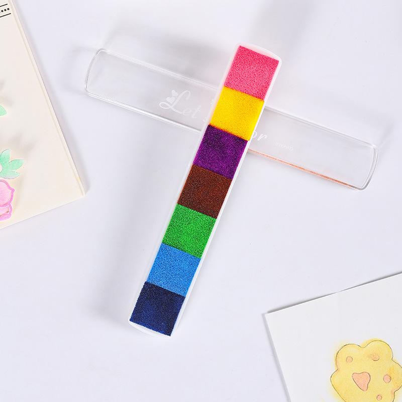 7-color Long Strip Gradient Children's Craft Ink Pads for Scrapbooking Journal Coloring Stamp Fun Kids DIY Fingerprint Painting