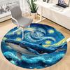 1pc Whale Ocean Office Round Area Rug, Under Office Chairs Bedroom Living Room Home Decor, Room Deco