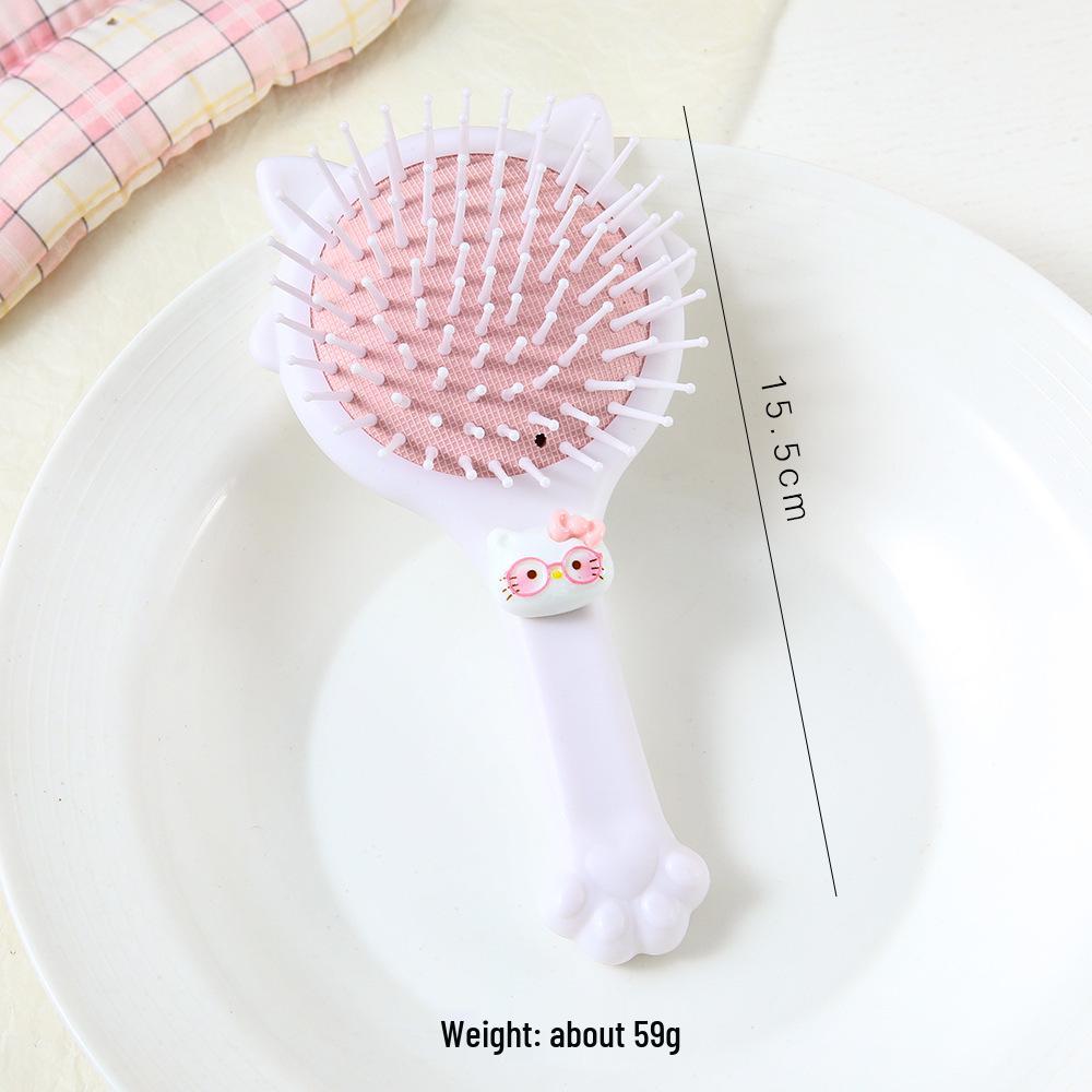 Cartoon Cat Paw Cushion Comb: Cute, Soft, Portable Travel Brush with Heart Massage Design