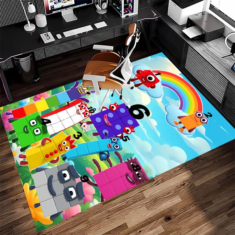 Number block Print Area Rug - Soft, Washable Non-Slip Indoor Mat for Office Chairs, Living Room, Home Office Decorative Rug