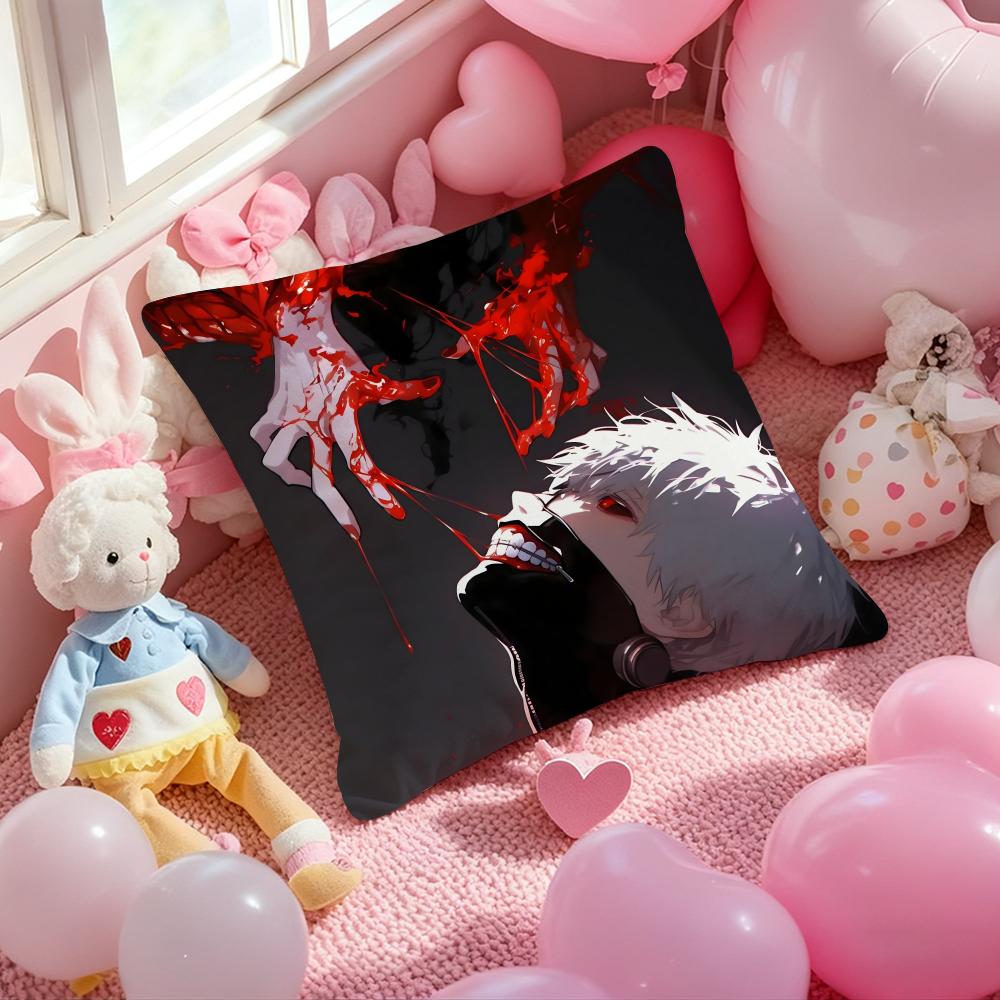 Tokyo G-Ghoul K-Kaneki Ken Cushion Cover Pattern Printed Pillowcase for Living Room Sofa Cushion Cover & Bedroom Decor