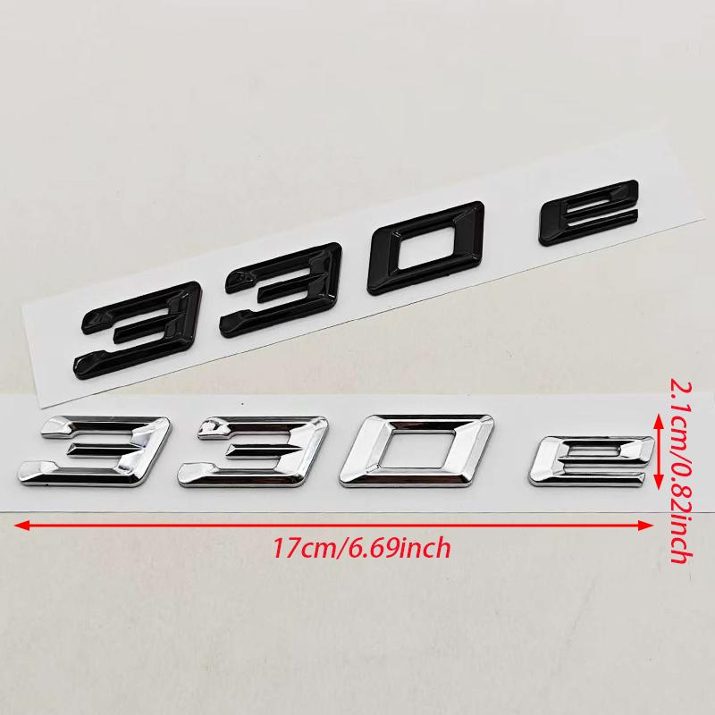 New 3D ABS Chrome Black Car Styling Logo 330e Badge Sticker Rear Trunk Emblem Decals For BMW 330e Auto Tail Accessories