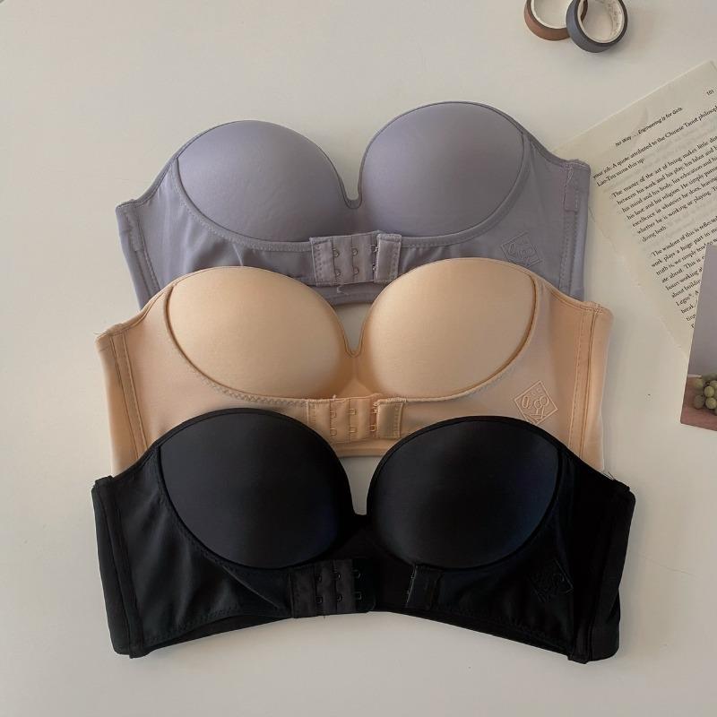 3/4 Cup Strapless Bra Women's Invisible Push-up Bra Anti-sagging No Steel Ring Underwear Beautiful Back Lingerie