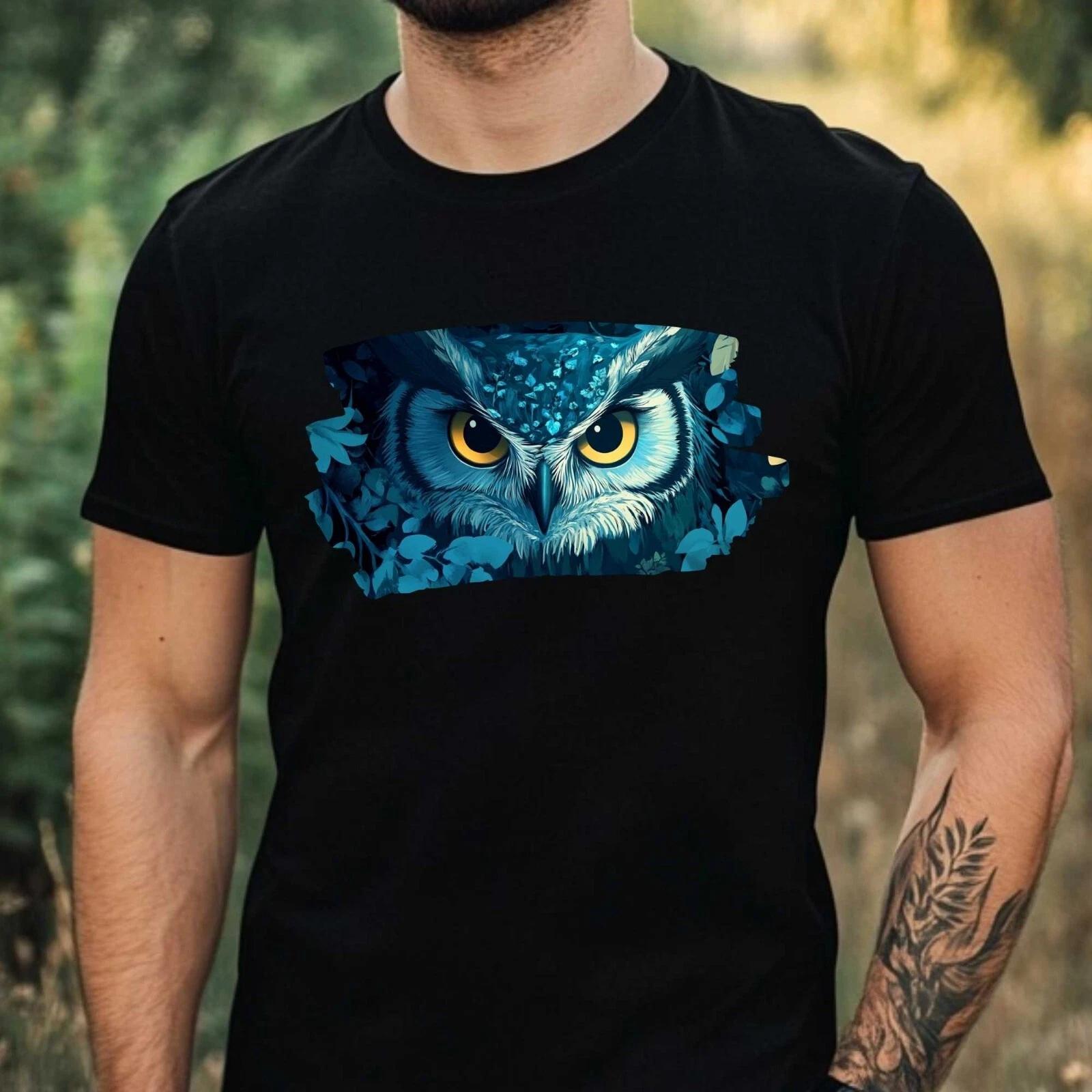 T-Shirt Herren Wald Eule Motiv Baumwolle Größe XS bis 5XL XXXL