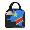 Flag Map Of The Congo Insulated Lunch Bag for Women Children Portable Food Boxes Thermal Lunch Box Tote